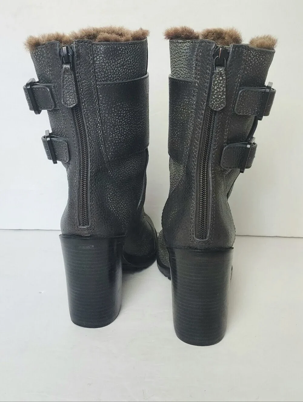 Tory Burch Boots Broome Combat Boot With Shearling Fur Lining Lace Up Booties 8